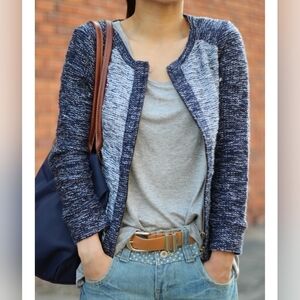 J. Crew Bouclé Jacket in Indigo Colorblock